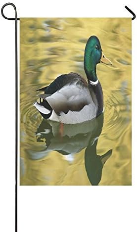 Brownrio Fathers/Mothers/Grandmas/Grandpas Novelty Gifts Presents Cute Mallard Duck Pattern Outdoor Summer Holiday Welcome Home Garden House Flag Fabric 12 x 18 inches