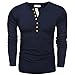 Hotouch Mens Henley T-Shirts Long Sleeve Navy Blue M