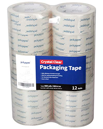 Pckpgon Super Clear Packing Tape, 12 Rolls, 1.88 Inch x 55 Yards, 2.6mil Thick, Heavy Duty Adhesive Depot Tapes for Moving Boxes - Thumbnail 2