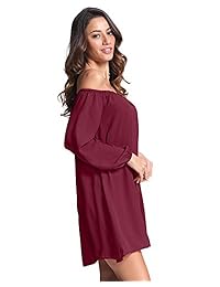StyleDome - Mini vestido de manga larga para mujer, sin tirantes y sin hombro, elegante y casual, 3 4