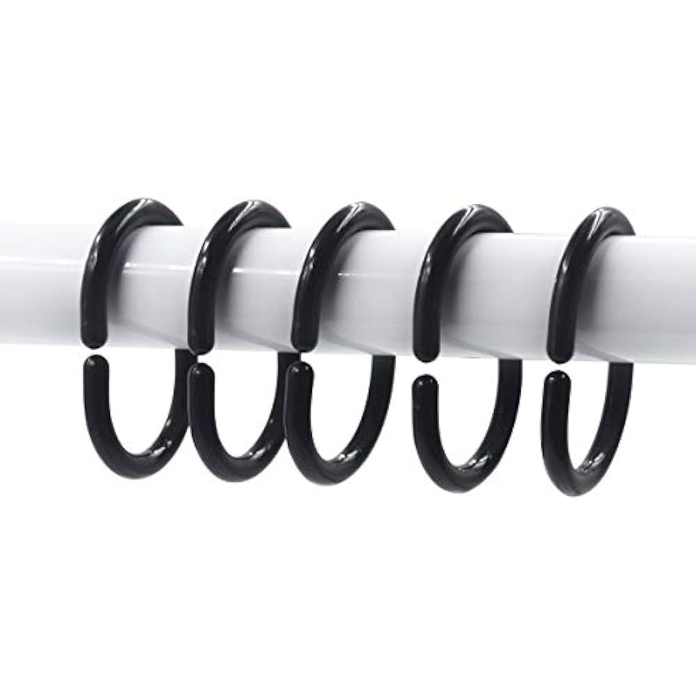 Qulable 24 Pcs Shower Curtain Rings Plastic Hook Hanger Bath Drape Loop