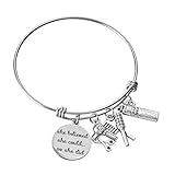 Miss Pink Hair Stylist Gifts Beautician Hairdresser Charm Bracelet Expandable Wire Bangle Graduation Birthday Gifts for Her