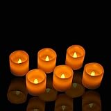 Eldnacele Set of 6 Flameless Candle with 12 CR2032 batteries,On-Off-Timer Switch Flickering Unscented Real Wax Battery Powered Decorative LED Candle 2” X 2”, Warm Light