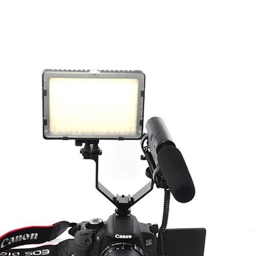 Goliton Camera DSLR Triple Mount Hot Shoe V Shaped Mounting Bracket for LED Video Lights Microphones