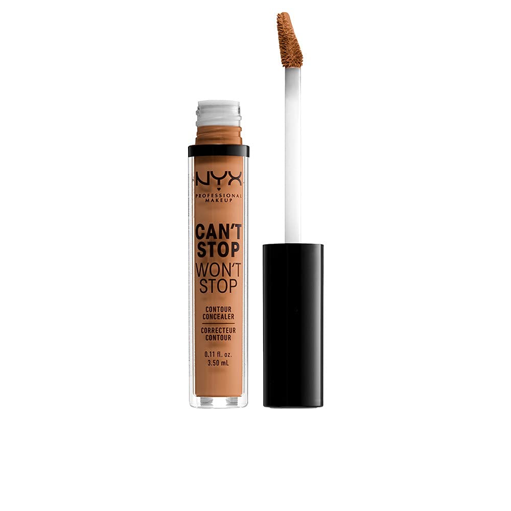 NYX Professional Full Coverage Concealer, 24 Hour Longevity, Can't Stop Won't Stop Contour Makeup Concealer, Matte Finish, Shine Control, Long Lasting, Vegan Formula, Shade: Neutral Tan