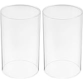 Luxshiny 2Pcs Clear Glass Candle Holder Tube Shades 3.93X2.36X2.36In Open Flame Candle Covers for Home Decor Wedding Party Romantic Atmosphere