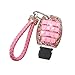 Thor-Inst Car Key Case Key Shell Fob Key Cover Case Bag Holder Key Chain with Bling Diamond for C E S M CLS CLK GLK GL Class 2/3-button Keyless Entry Remote Control Smart Key,etc (Pink)