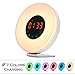 Wake Up Light Alarm Clock - USCCE (2017 New Design) Sunrise Simulation Alarm Clock with Snooze/Sunset Function, Nature Sounds, FM Radio, 7 colors Changing, Touch Control Alarm Clock radio (White)