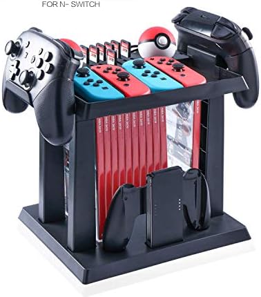 HagiNu Multifunctional Desk Mount Bracket Game Disk Storage Tower Holder Stand for Nintendo Switch Console Accessory 2 Poke Ball Plus Controllers Stand Holder