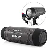 Outdoor Bluetooth Speakers Portable Bicycle Speaker Zealot S1 4000mAh Power Bank Splashproof Speakers with Microphone Full Outdoor Accessories (Bike Mount, Carabiner.)(Gray)