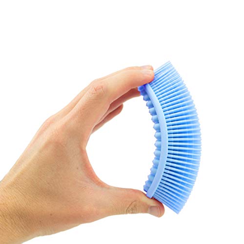 (1Pack -Blue) Loofah Body Scrubber Bath & Shower Scrubber Brush 2 in 1 Face & Body Scrub Bath Massaging Brush Gentle Body Brush Loofa 100% Better Scrubber Silicone Loofah Sponge for Bath Scrubber