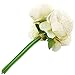 Silk Peony Bouquet 5 Heads Milk White SOLEDI Artificial Fake Flower Bunch Bouquet Bridal Bouquet Wedding Living Room Table Home Garden Decoration