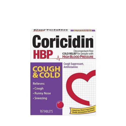 Coricidin Hbp Antihistamine Cough & Cold Suppressant Tablets, 16 Count