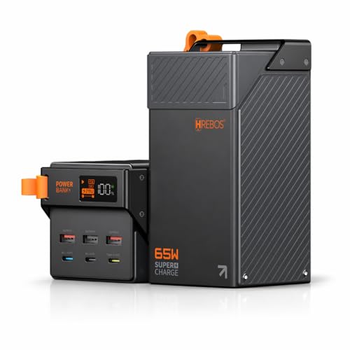 Carregador Power Bank Portátil Display Premium 50000mAh Original - Estação Carregadora de Alta Capacidade para Celulares,Carregamento Ultra Rápido 65W, USB-C e USB-A