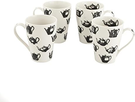 Cardew Design Pewter Teapots Mug (Set of 4), 15 oz, Multicolor