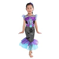 Girls Toddlers Mysterious Mermaid Costume with Matching Headband for Girls 3-4,5-6,7-8 (5-6years)