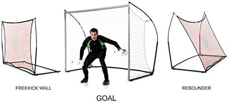 Kickster 8 x 6ft Quality Portable Simple and Easy Construction Multi-functional Training Elite Combo Football Goal/Rebounder with Carry Bag