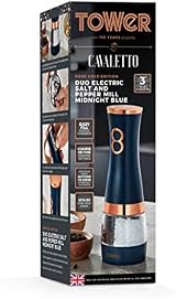 Tower Midnight Blue Rose Gold Battery Salt Pepper Mills Adjustable Ceramic view 10