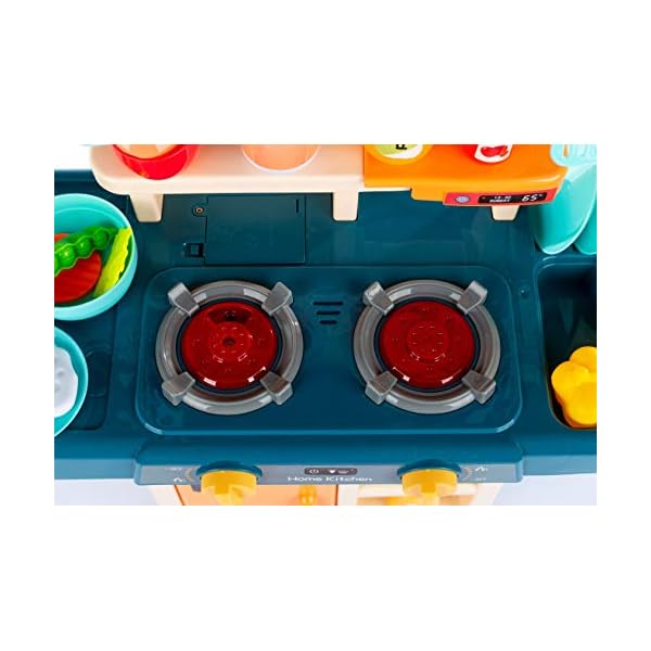 Kinderplay Kinderküche Spielküche Spielzeugküche Küchenset - Licht, Wasser, Dampf, Ton, 65 Küchenzubehör, Die Höhe… – Bild 7