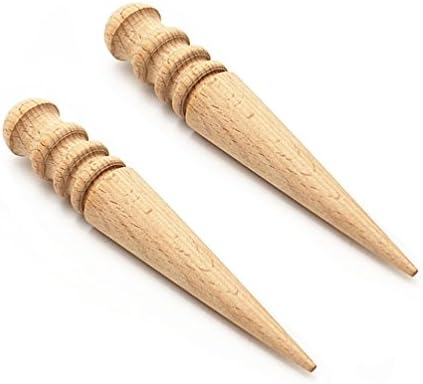 AMPSEVEN Wood Leathercraft Slicker Round Burnisher Edge Rounding Tool Set for DIY Leather Working (2 X round shape)