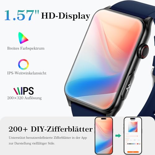 Marsyu 2026 Smartwatch Men Women ECG/Blood Pressure/BMI/HRV/Uric Acid, 1.57 Inch Health Watch with Phone Function 24H Blood Pressure Measurement Heart Rate Monitor Watch SpO2, Sleep Monitor Fitness