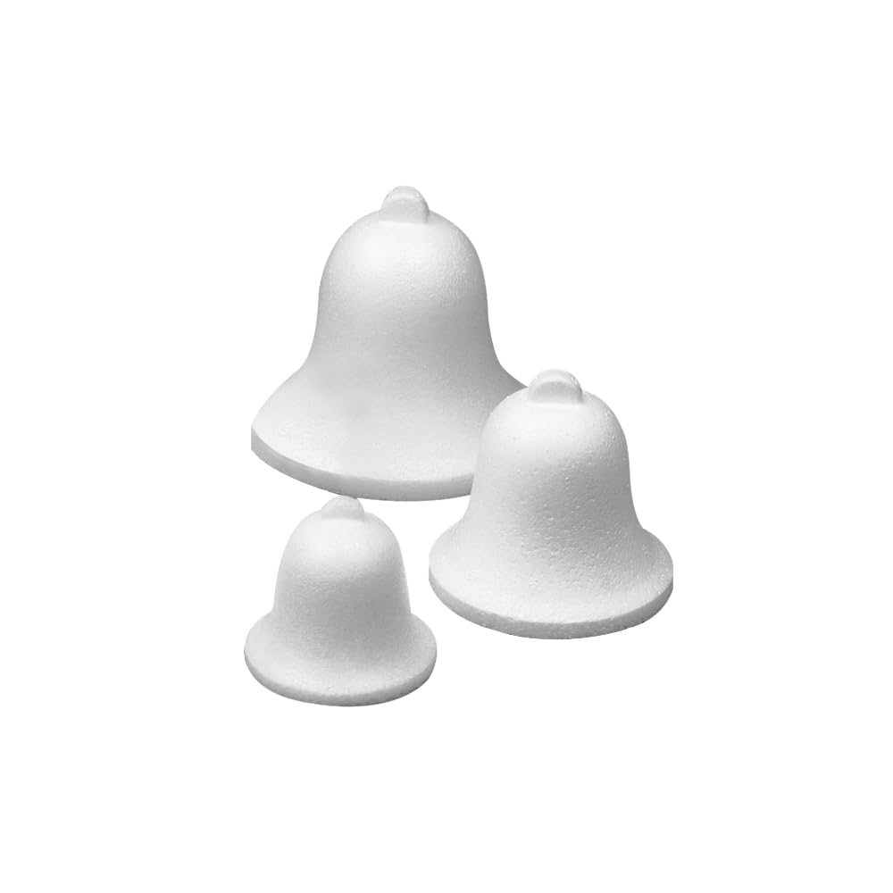 Polystyrene Bells, 160mm/16cm, Set of 2, White Styrofoam Foam for DIY Crafts, Christmas Tree Baubles, Hanging Pendants