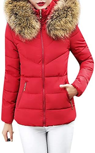 Amiley Parkas Women Winter,Womens Warm Short Slim Down Coat Faux Fur Hooded Parka Puffer Jacket Overcoat