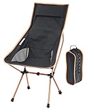 MARCHWAY Ultra Light Weight High Back Folding Outdoor Camping Chair with Pillow - Portable, Foldable, Heavy Duty - for Hiking, Beach and Road Trip (Orange)