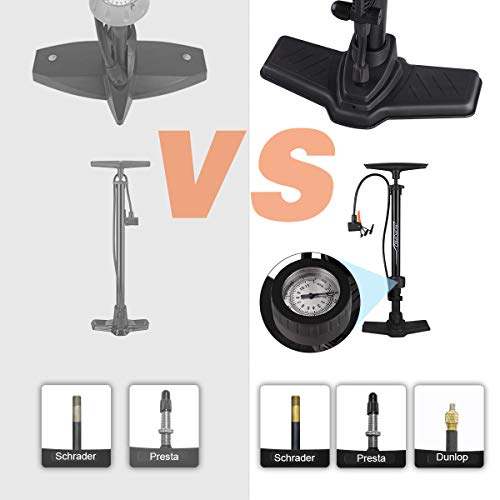 Bike Floor Pump with Gauge HOPOPRO High Pressure 160 PSI Presta