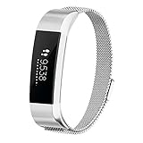 For Fitbit Alta Bands and Fitbit Alta HR Bands Milanese Loop Stainless Steel Metal Bracelet with Unique Magnet Clasp Replacement Bands for Fitbit Alta and Fitbit Alta HR Silver