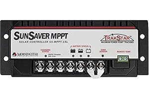 MORNINGSTAR CORPORATION Morningstar SunSaver 15A MPPT Solar Charge Controller SS-MPPT-15L - Solar Panel Regulator, Supports 12/24V LA/Li Batteries. Load/Lighting Ctrl, HazLoc Rated, Low Noise, 5 Yr. WTY - Designed in the USA
