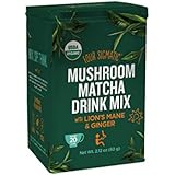 Four Sigmatic Organic Mushroom Matcha with Lion’s Mane and Ginger For Brain Health and Digestion, Vegan, Paleo, 60 Gram