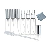 Elfenstal- NEW 6pcs Mini Clear 10ml 1/3OZ Atomizer Glass bottle Spray Refillable Fragrance Perfume Empty Scent Fine Mist Bottle Clean Cloth for Travel Party Portable Makeup Tool free Pipette