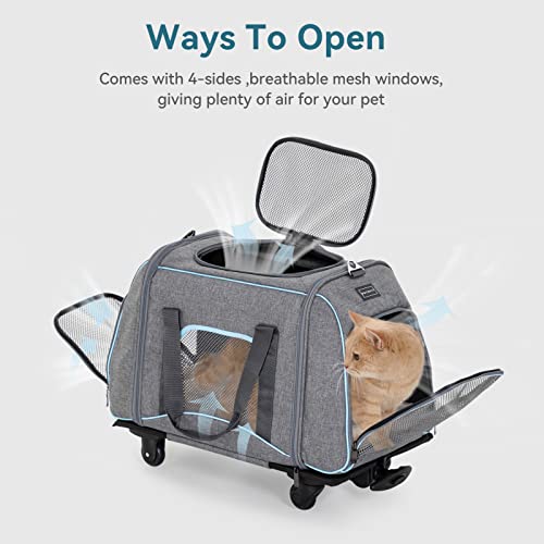 Petsfit Pet Carrier with Removable Wheels for Cats, Dogs up to 30 Pound