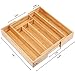 Silverware Utensil Tray Wooden Cutlery Drawer Dividers 5 Compartments Flatware Organizer Storage Holder Bamboo Flatware Organizer for Kitchen Office Supplies Cosmetics (Bamboo)