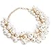 Jerollin Fashion Gold Tone Chain White Simulated Pearl Beads Cluster Choker Statement Necklace