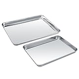 Baking Sheet Set of 2, Zacfton Cookie Sheet Set & Baking Pan 2 Pieces Stainless Steel & Rectangle Size Non Toxic & Healthy,Superior Mirror Finish & Easy Clean, Dishwasher Safe