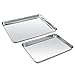 Baking Sheet Set of 2, Zacfton Cookie Sheet Set & Baking Pan 2 Pieces Stainless Steel & Rectangle Size Non Toxic & Healthy,Superior Mirror Finish & Easy Clean, Dishwasher Safe
