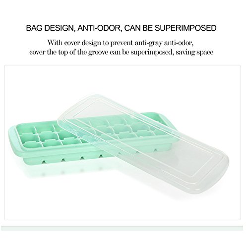 Silicone Ice Cube Tray, Naisidier 2 Pack Ice Cube Molds with Lid Easy Release Summer Ice Cube Maker with 72 Shaped Cubes BPA Free for Whisky Cocktail Fruit Juice Cooling