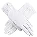 Women Driving Sunscreen Slip Gloves Cotton Gloves Breathable Lace Bow (One size, 2 White)