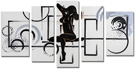 Yin Art 5-Panel Split Canvas Wall Art Set - Modern Painted Silhouette of Naked Woman