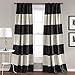 Lush Decor Montego Striped Window Curtains Panel Set for Living Room, Dining Room, Bedroom (Pair), 84” x 52”, Black