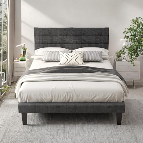 VINGLI Twin Bed Frames for Kids with Headboard, Mattress Foundation with Cozy