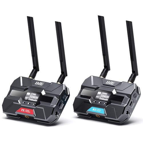 HDMI Wireless Video Transmitter and Receiver Pro - Up to 6 RXs, Wireless Transmission HDMI 1080P 5.8G with OLED Display, Loop-out, Smart Channel for Camera/Laptop/HDTV/Projector