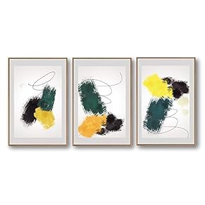 3 Piece Framed Canvas Home Artwork Decoration Abstract Color Block Canvas Wall Art for Living Room, Bedroom - 16"x24"x3 Panels