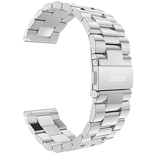 Gear S3 Frontier/Classic Band, hoco 22mm Solid Stainless Steel Metal Watch Band Replacement Strap Wrist Band for Samsung Gear S3 Frontier / Gear S3 Classic Smart Watch,Huawei watch2 Classic (Silver)