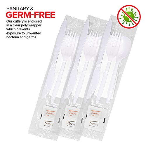 Stock Your Home Plastic Cutlery Packets with Salt & Pepper in White