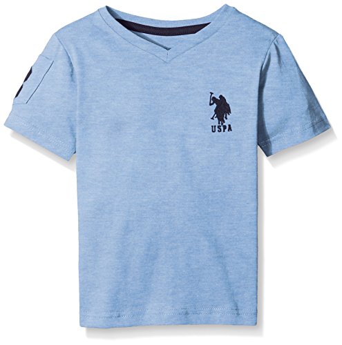 U.S. Polo Assn. Big Boys' Solid V-Neck T-Shirt With Large Embroidered Logo, Placid Blue Heather, 10/12 U.S. Polo Assn. Big Boys' Solid V-Neck T-Shirt With Large Embroidered Logo, Placid Blue Heather, 10/12