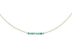 DeScount Dainty Birthstone Beaded Bar Necklace,18K Gold Plated Handmade Faceted Turquoise,Lapis,Amazonite,Tiger Eye,Emerald,Ruby,Blue Apatite,Opal Stone Necklaces for Women