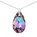 ROYAL CRYSTALS Sterling Silver 925 Made with Imitation of Crystals Pink Purple Blue Teardrop Pendant Necklace,18
